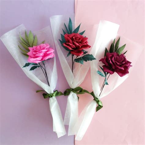 Single Rose Bouquet Diy Rose Bouquet Single Flower Bouquet Flowers