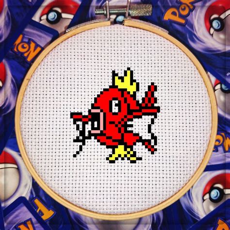 Pokémon 129 Magikarp 8 Bit Pixel Cross Stitch Pattern Pdf Etsy