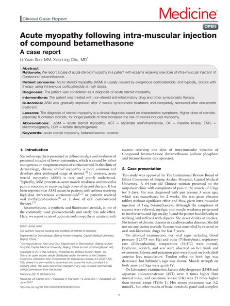 Pdf Acute Myopathy Following Intra Muscular Injection Of Compound