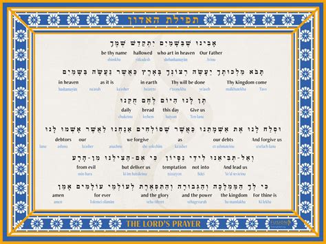 The Lords Prayer In Hebrew And English Designed For Your Etsy