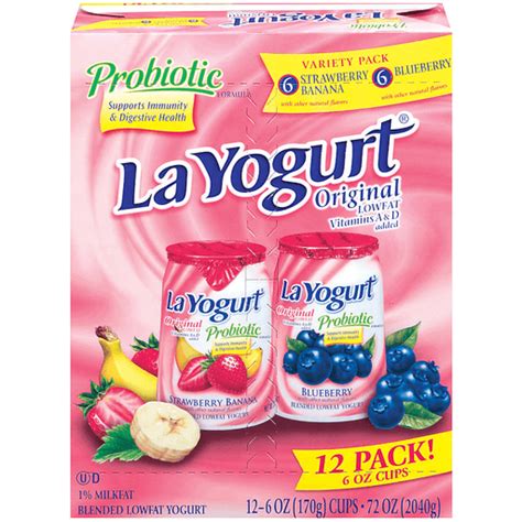 La Yogurt Probiotic Strawberry Banana And Blueberry Blended Lowfat Yogurt