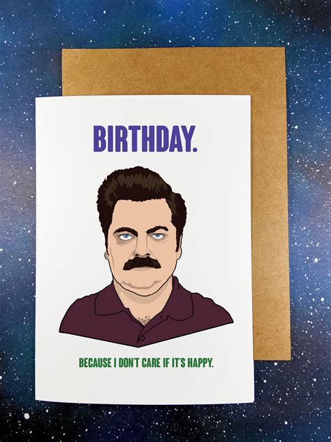 Ron Swanson Birthday Personalized Funny Greeting Card Etsy