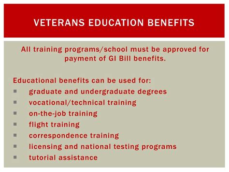 Ppt Veterans Educational Benefits Powerpoint Presentation Free