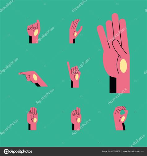 Hand Sign Language Alphabet Line And Fill Style Icon Set Vector Design Stock Vector Image By
