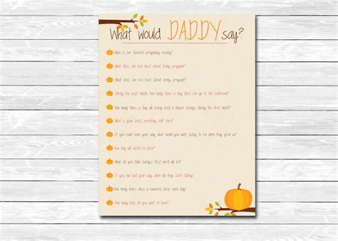 What Would Daddy Say Baby Shower Game Questions For Dad Etsy