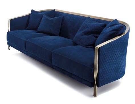 Nella Vetrina Rugiano Paris 6080 Sofa In Blue Fabric Classic