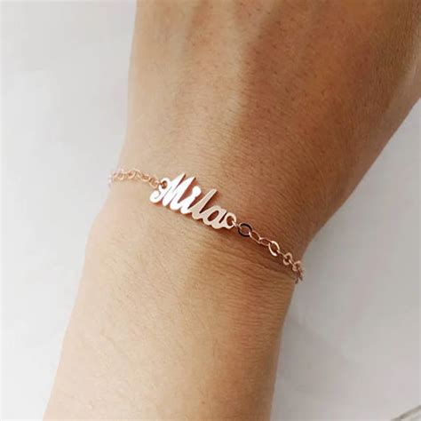 Stainless Steel Any Personalized Name Bracelets And Bangles Three Color