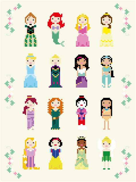 Disney Princess Pixel Art Templates