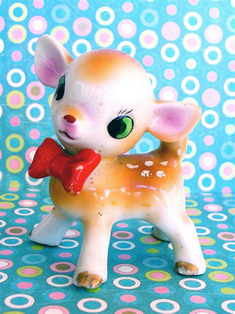 super cute vintage kitsch little ceramic deer japan etsy jouets vintage animaux de noël