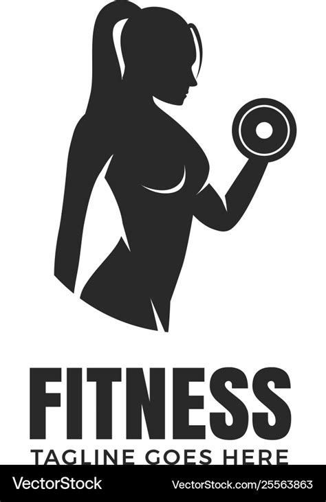 Fitness Woman Logo Design Isolated On White Vector Image The Best