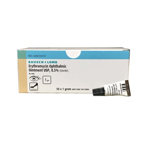 Eye ointment will come in a very small tube, and you'll want to hold that tube in your dominant hand. Erythromycin Ointment 0.5% (Single Use Tubes): Antibiotic ...
