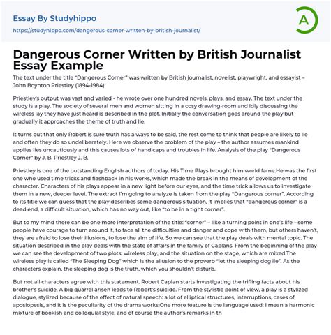 Dangerous Corner Written By British Journalist Essay Example