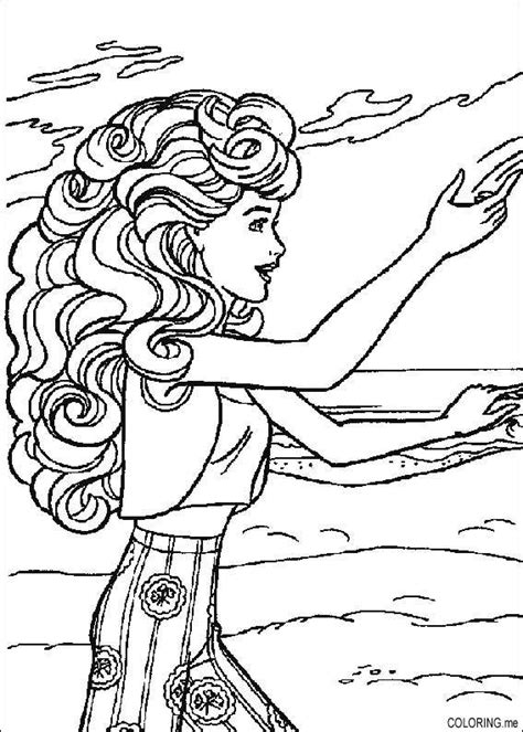 Coloring Page Barbie On Beach Coloring Me