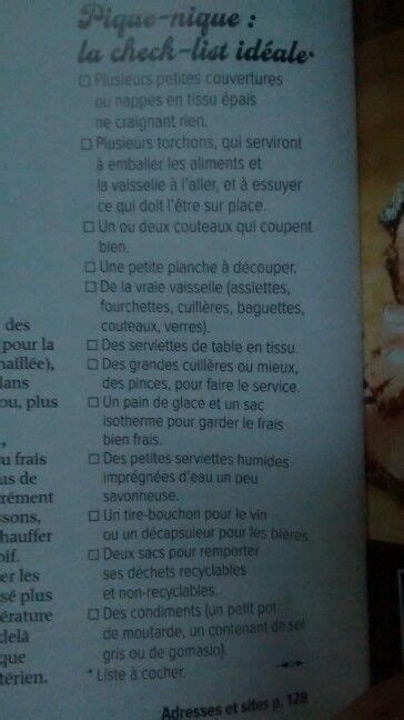 Check List Ideale Pour Un Pique Nique