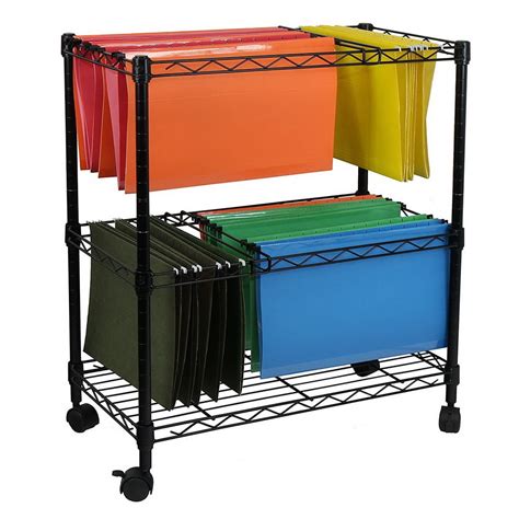 Lowestbest 2 Tier File Cart Metal Rolling File Cart For Classroom