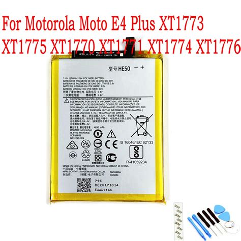 100 New Original He50 4850mah Battery For Motorola Moto E4 Plus Xt1773