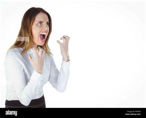 Angry Yelling Businesswoman Stock Photo Alamy
