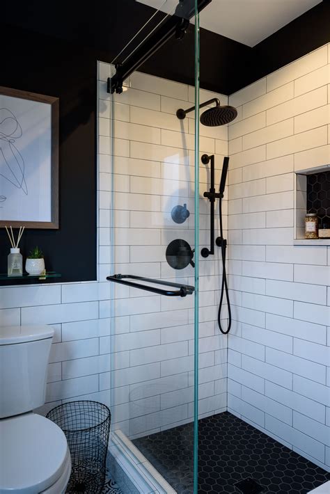 High Contrast Shower Remodel By Westhill Inc Master Bathroom Shower