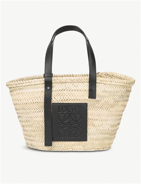 Loewe Leather Woven Raffia Large Basket Bag Lyst