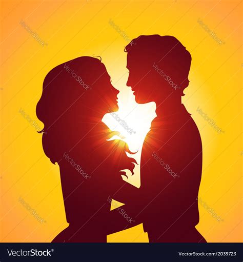 Sunset Silhouettes Of Kissing Couple Royalty Free Vector