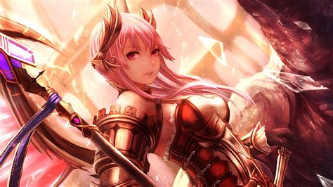 Red Anime Armor Girl