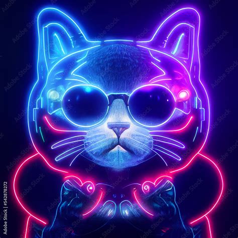 Cyberpunk Cat Cyberpunk Neon Cat Signal Twich Cat Emoji Cat In Neon