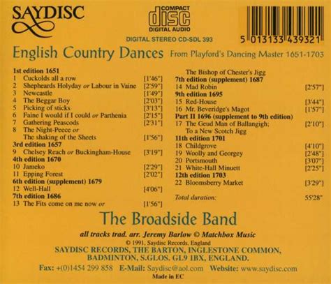 English Country Dances From Playfords Dancing Master Cd Jpc