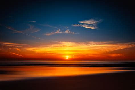 Atardecer Naranja En La Playa Fondo De Pantalla Id6029