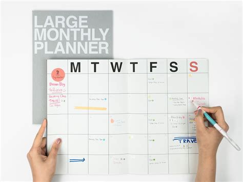 Mochithings Gray Large Monthly Planner