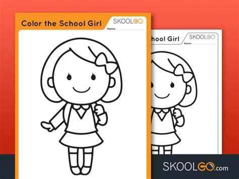 Color The School Girl Free Printable Worksheet Skoolgo