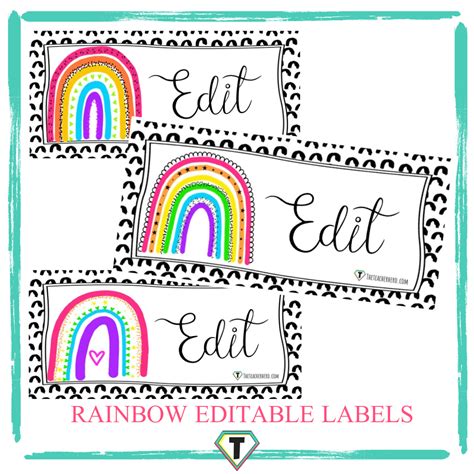 Editable Labels Rainbow Bright The Teacher Hero