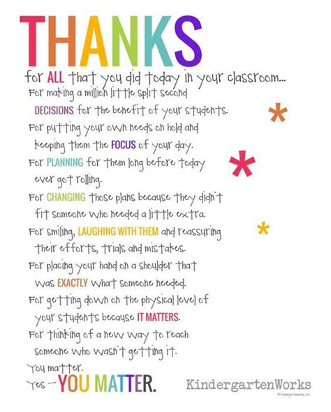 A Poster With The Words Thank For All That You Did Today In Your Classroom