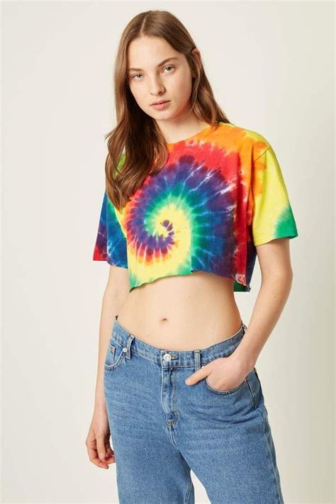 French Connenction Tie Dye Pride Crop Top Casual Tops For Women Womens Fashion Dresses Casual