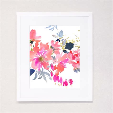 Abstract Floral Burst Watercolor Art Print Etsy
