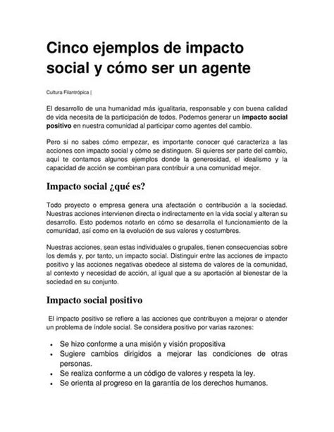 Cinco Ejemplos De Acciones Sociales Elestudiante20 Udocz