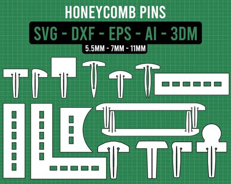 Honeycomb Pins Svg Glowforge Pins Svg Laser Cut Pins Files Etsy Norway