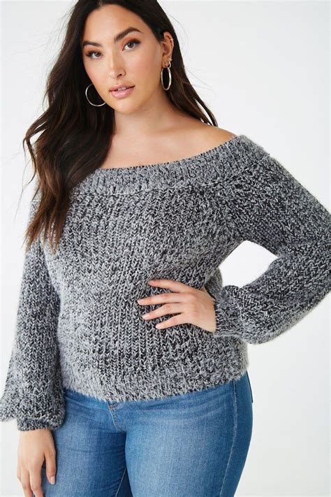 Plus Size Fuzzy Sweater Fuzzy Sweater Ribbed Knit Sweater Sweaters