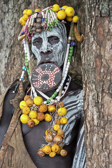 Mursi Woman With Lip Plate And Body Art Photograph By Tony Camacho Fine Art America