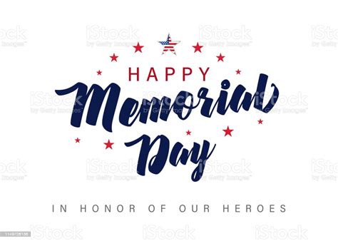 Memorial Day Lettering Banner In Honor Of Our Heroes Stock Illustration
