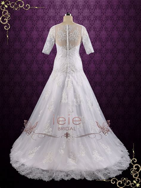 Vintage Lace Wedding Dress With Illusion Lace Back Malika