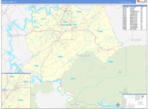 Blount County Tn Zip Code Wall Map Basic Style By Marketmaps Mapsales