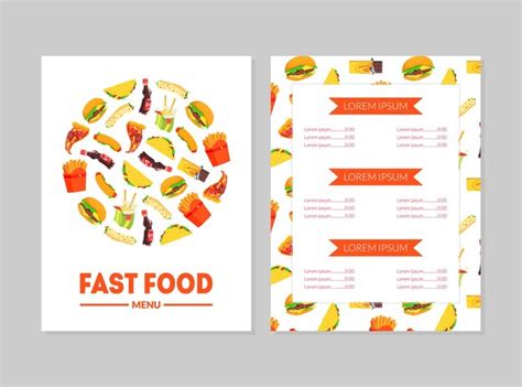 Premium Vector Fast Food Menu Template Restaurant Brochure Dishes And