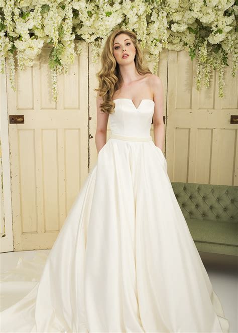 Simple Duchess Satin Strapless Ballgown Wedding Dress