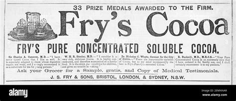 Old Victorian Magazine Newsprint Frys Chocolate Advert From 1887