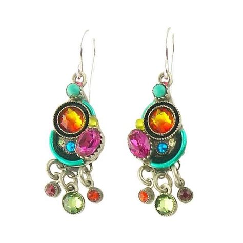 Firefly Triple Drop Multicolor Crystal Teardrop Earrings Crystal