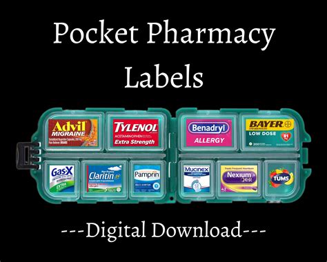 Pocket Pharmacy Labels Printable Pill Case Labels Pill Organizer
