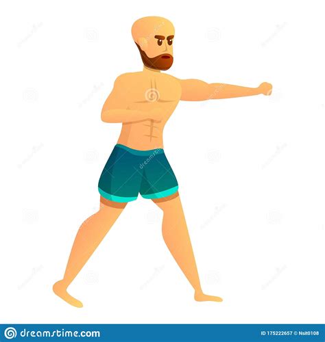 Man Mixed Martial Arts Icon Cartoon Style Stock Vector