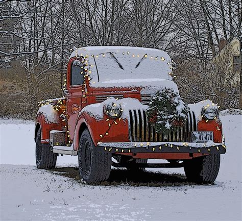 The Christmas Truck In Cape Elizabeth Maine Christmas Red Truck