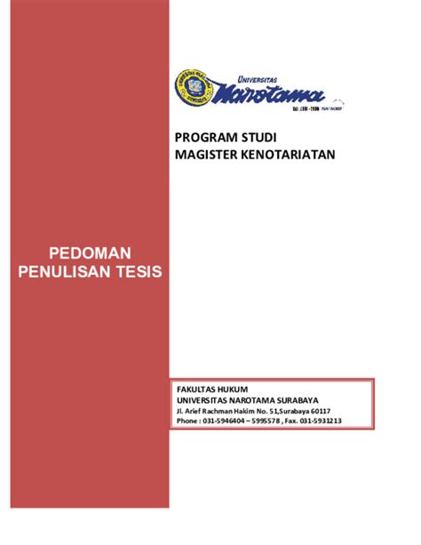 Pdf Pedoman Penulisan Tesis Program Studi Magister Kenotariatan