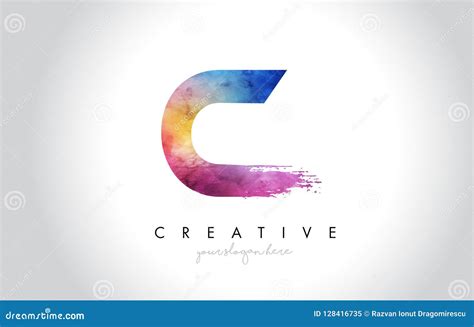 C Paintbrush Letter Design With Watercolor Brush Stroke And Mode Stock